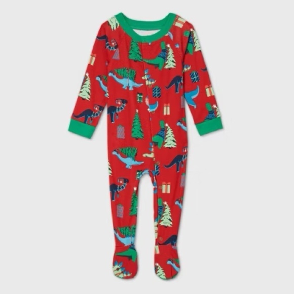 WONDERSHOP HOLIDAY DINOSAUR PRINT SLEEP N’ PLAY -RED SIZES 3-6M & 6-9M (NEW)